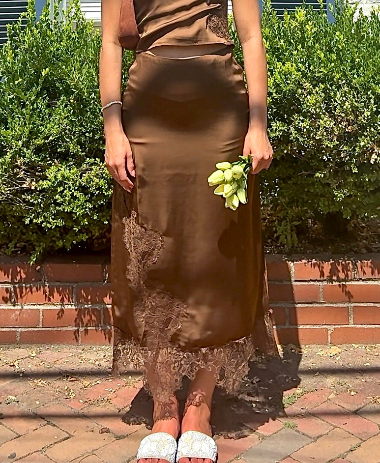 Luna Lace Trim Midi Skirt