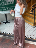 Solene Long Satin Wide Leg Pants