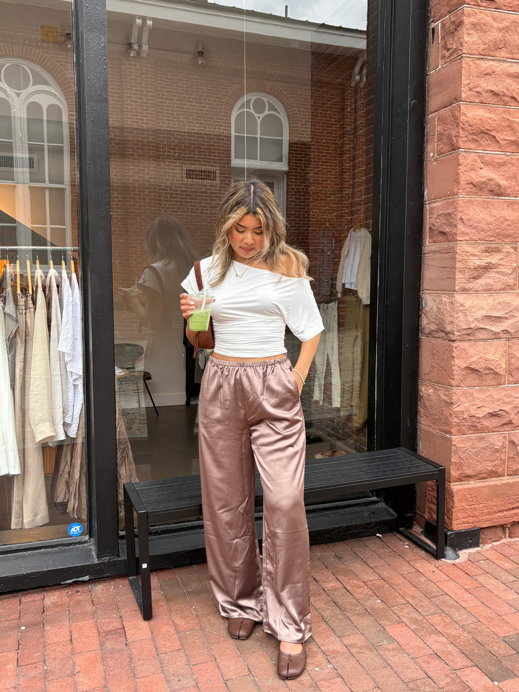 Solene Long Satin Wide Leg Pants