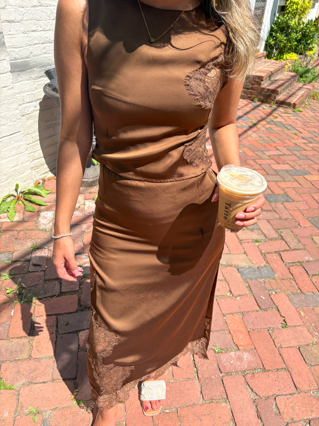 Sol Sleeveless Lace Trim Top