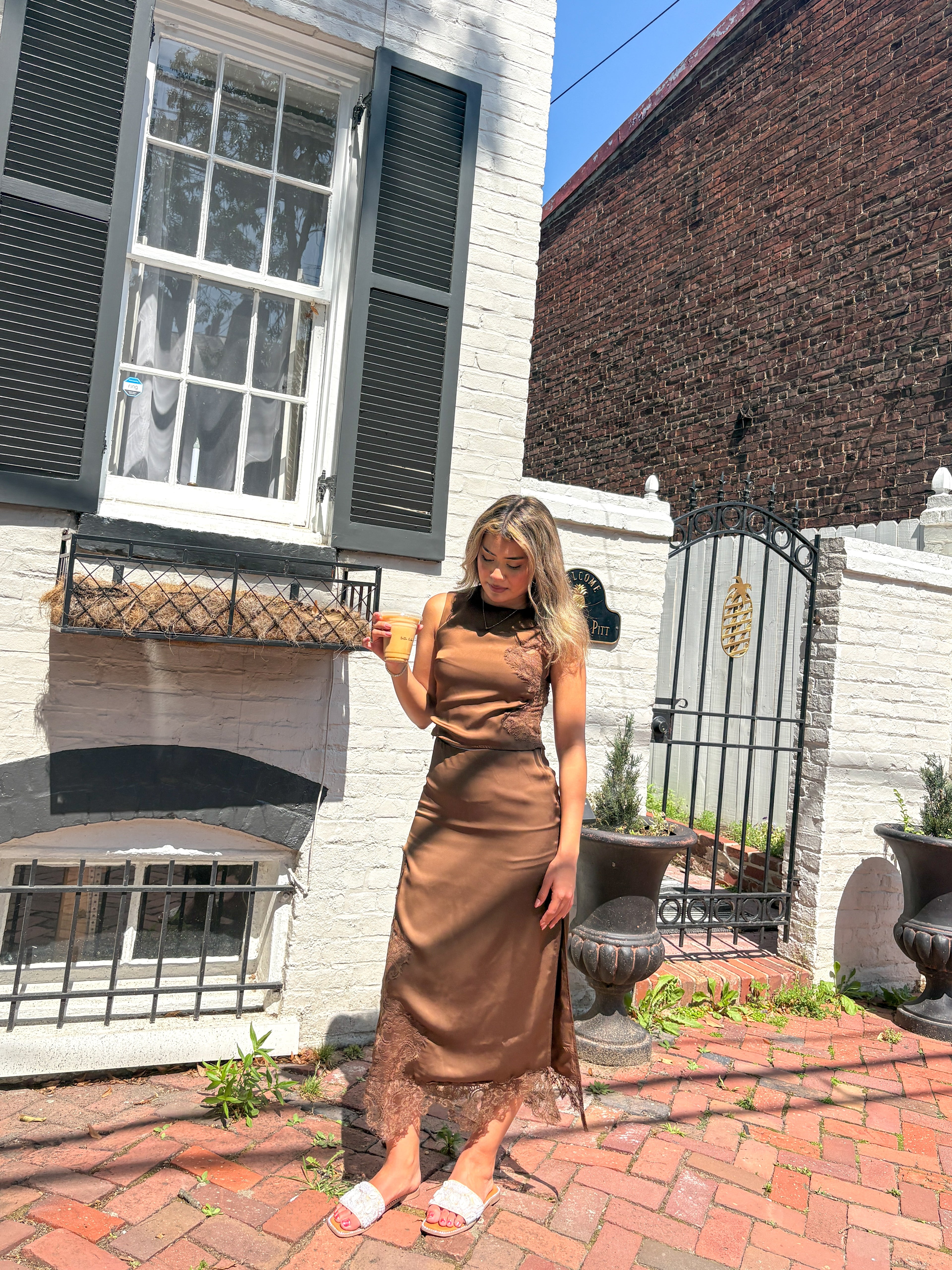 Luna Lace Trim Midi Skirt