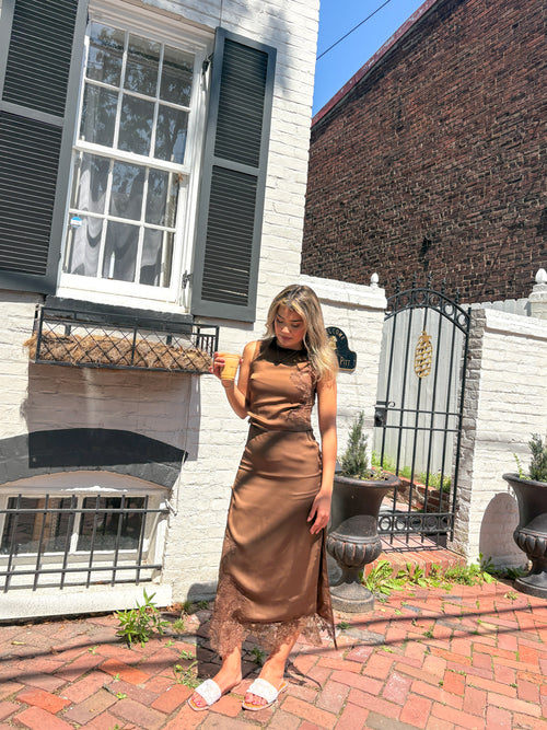 Luna Lace Trim Midi Skirt