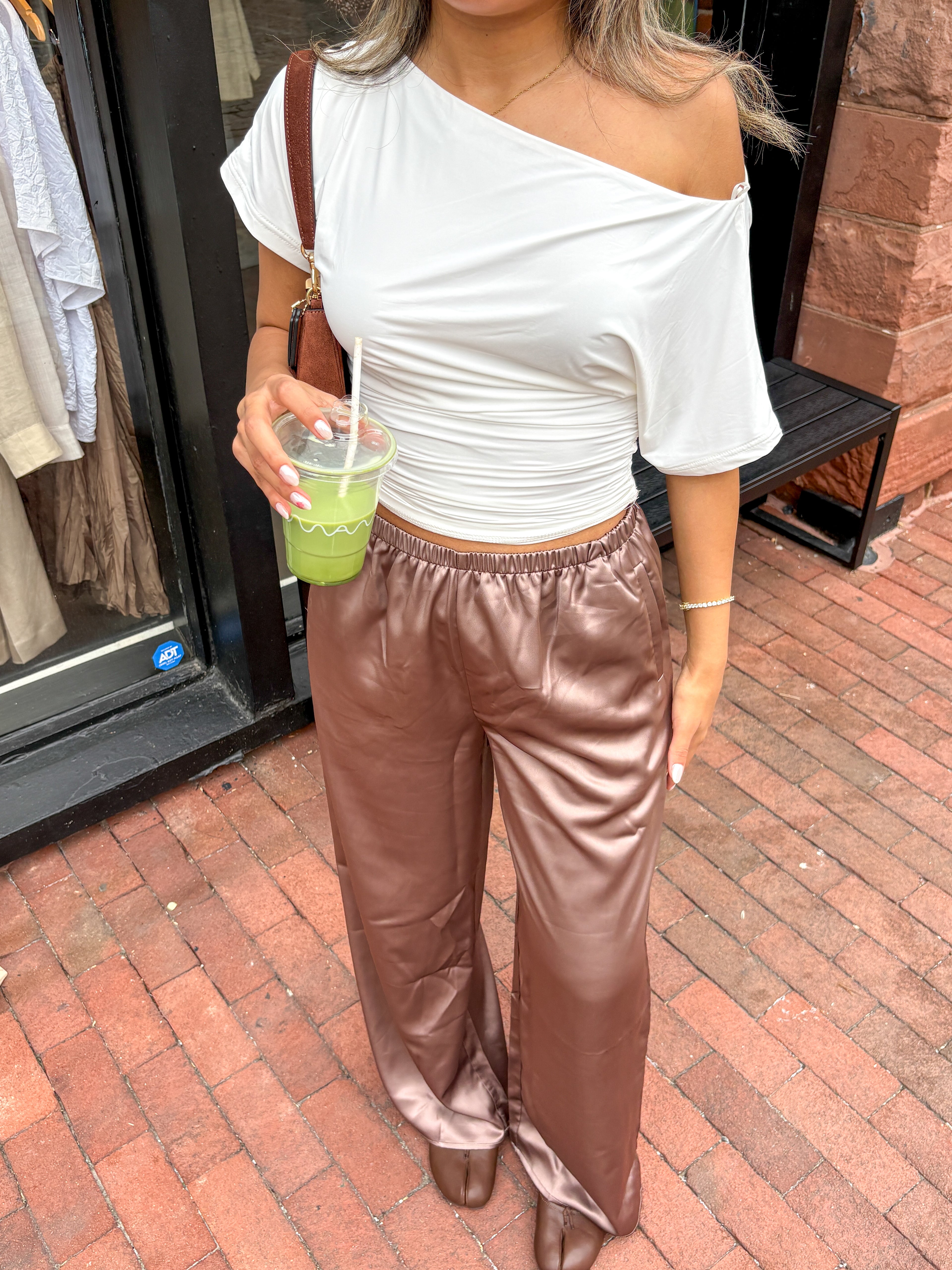 Solene Long Satin Wide Leg Pants
